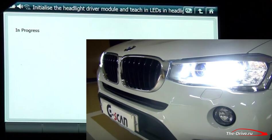 BMW X3 2015 года. Инициализация модуля фар при помощи G-scan 2