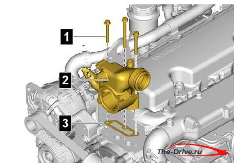 Как снять и установить термостат дизельного двигателя Liebherr D834
